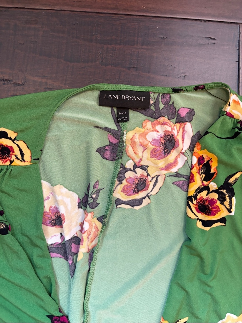 Lane Bryant Green Floral Wrap Lightweight Flowy Summer Vacation Girly Maxi Dress - Picture 6 of 6